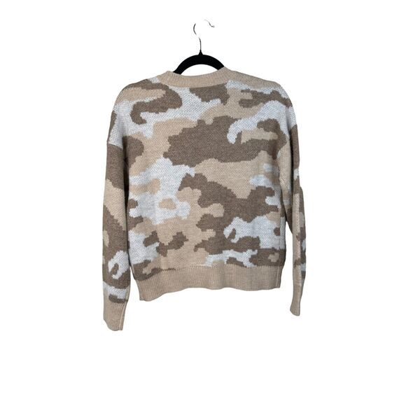 Lucky Brand Camo Cardigan Sweater Beige White Womens S Gorpcore‎ - Picture 2 of 9